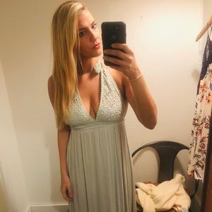 Light blue/green maxi dress with halter top